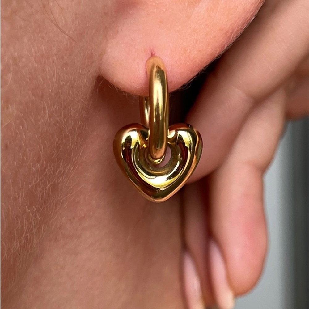 Gold Plated Heart Hoop Earrings